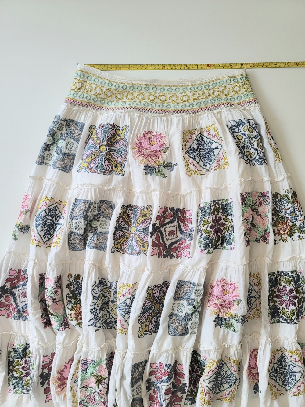Johnny Was Biya Embroidered Cotton Midi Skirt M - Picture 2 of 11